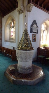 The font in the church of St Margaret in Topsham.