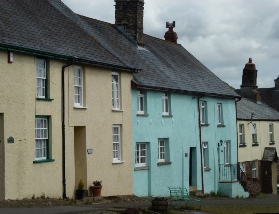 Brightly painted cottage in North Molton.