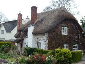 One of the many thatched cottages in the village of Kenn.