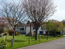 A distant view of the war memorial in Kenton. 