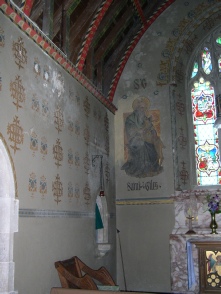 Wall paintings in the church in Little Torrington. 