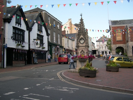 The centre of the town of Great Torrington.