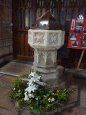 The font in the church in East Budleigh.